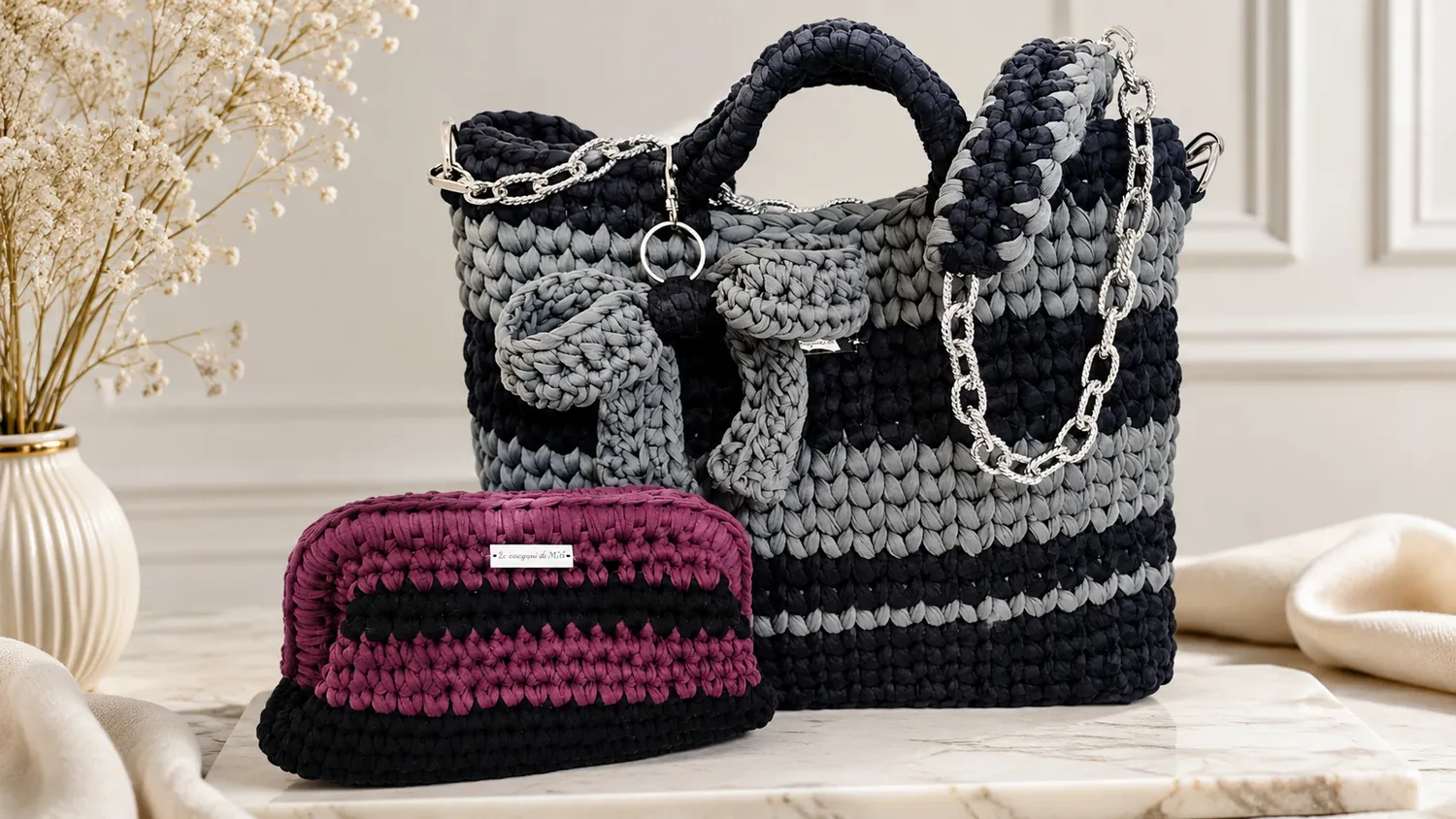 Borsa con perle crochet